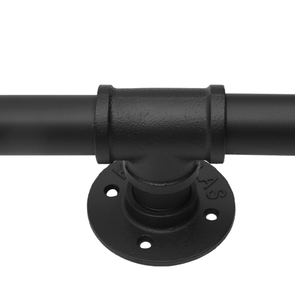 Buisrailing, Heavy Duty metaal met draagvermogen, stevige constructie, 12 ft., 3 secties, zwart Buisrailing, Heavy Duty metaal met draagvermogen, stevige constructie, 12 ft., 3 secties, zwart