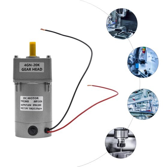 DC-reductiemotor, 24V 60W-motor met hoge koppelsnelheidsregeling, reductiemotor DC-reductiemotor, 24V 60W-motor met hoge koppelsnelheidsregeling, reductiemotor