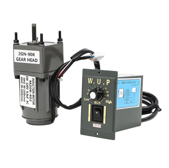 Motorreductor met toerentalregelaar + houder, 6 W, AC 220 V, 90 K