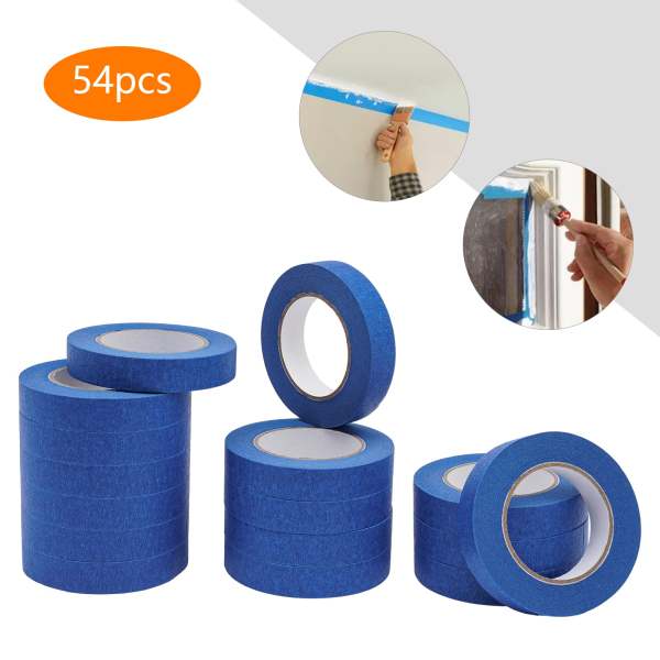 Schilderstape, 54 rollen, 24 mm x 55 m, blauw, maskeertape, UV-bestendig, vochtbestendig