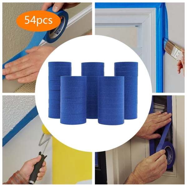 Schilderstape, 54 rollen, 24 mm x 55 m, blauw, maskeertape, UV-bestendig, vochtbestendig Schilderstape, 54 rollen, 24 mm x 55 m, blauw, maskeertape, UV-bestendig, vochtbestendig