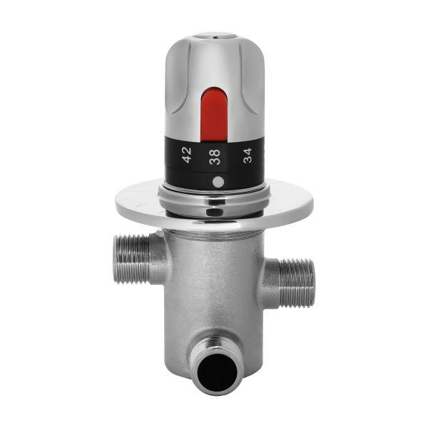 G1/2 "Badkamer Hoekkraan Massief Koper Zilver Drieweg Douche Schakelkraan Handmatige Douche Thermostatische Mengkraan Ideaal Voor Gebruik In Wastafels