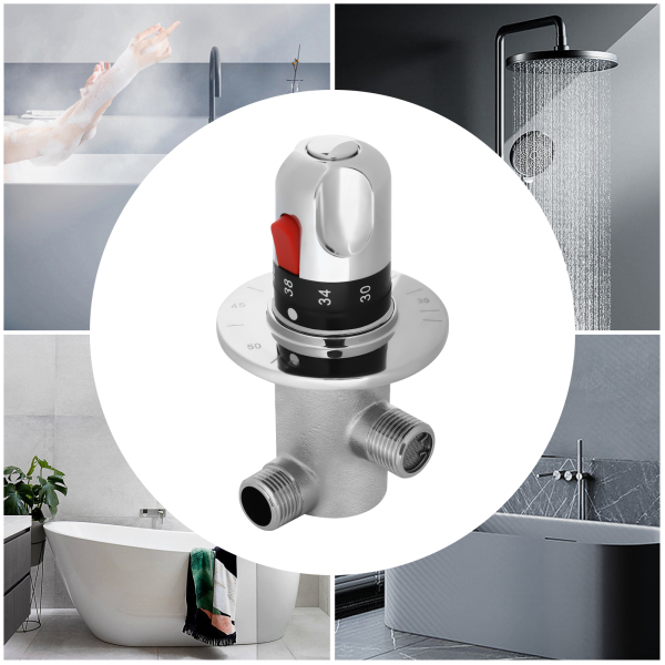 G1/2 "Badkamer Hoekkraan Massief Koper Zilver Drieweg Douche Schakelkraan Handmatige Douche Thermostatische Mengkraan Ideaal Voor Gebruik In Wastafels