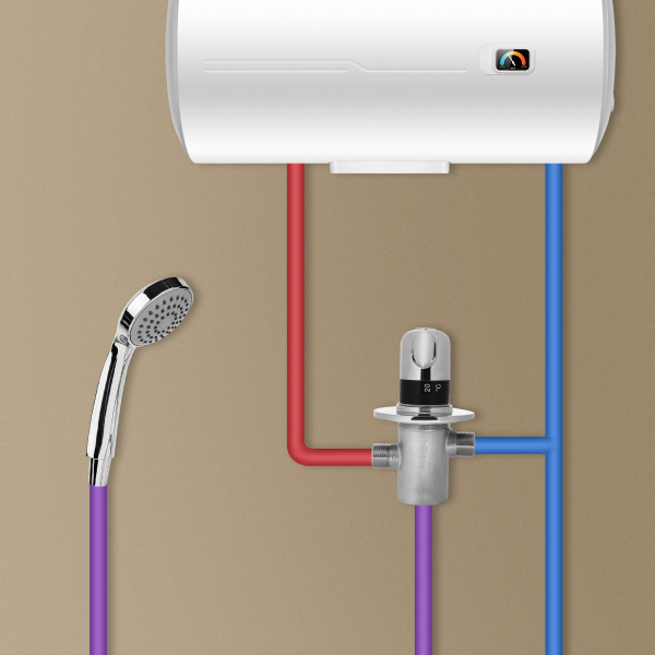 G1/2 "Badkamer Hoekkraan Massief Koper Zilver Drieweg Douche Schakelkraan Handmatige Douche Thermostatische Mengkraan Ideaal Voor Gebruik In Wastafels