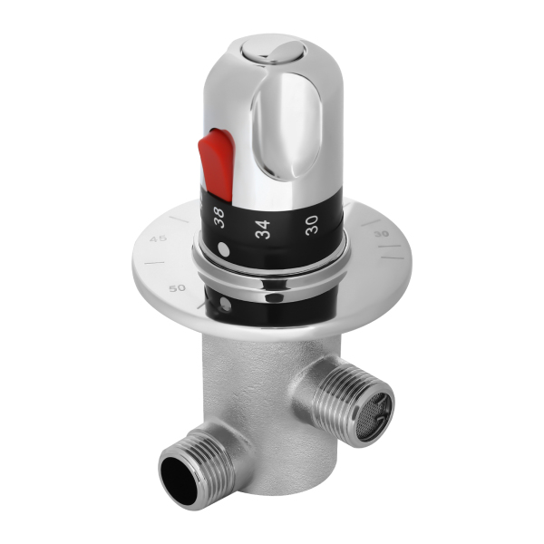 G1/2 "Badkamer Hoekkraan Massief Koper Zilver Drieweg Douche Schakelkraan Handmatige Douche Thermostatische Mengkraan Ideaal Voor Gebruik In Wastafels