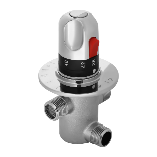 G1/2 "Badkamer Hoekkraan Massief Koper Zilver Drieweg Douche Schakelkraan Handmatige Douche Thermostatische Mengkraan Ideaal Voor Gebruik In Wastafels