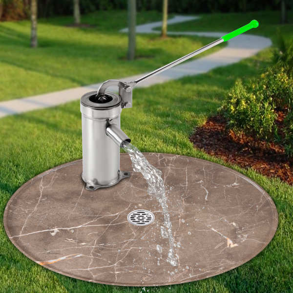 Roestvrijstalen handmatige waterstraalpomp, handzuigpomp voor huishoudelijke bronnen, voor grondwater in huis, tuin en erf