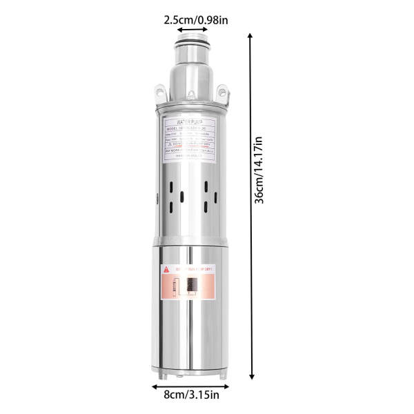 Diepwaterpomp - 12 V - Solar - RVS - 1,2 m³/h - Tot 20 m