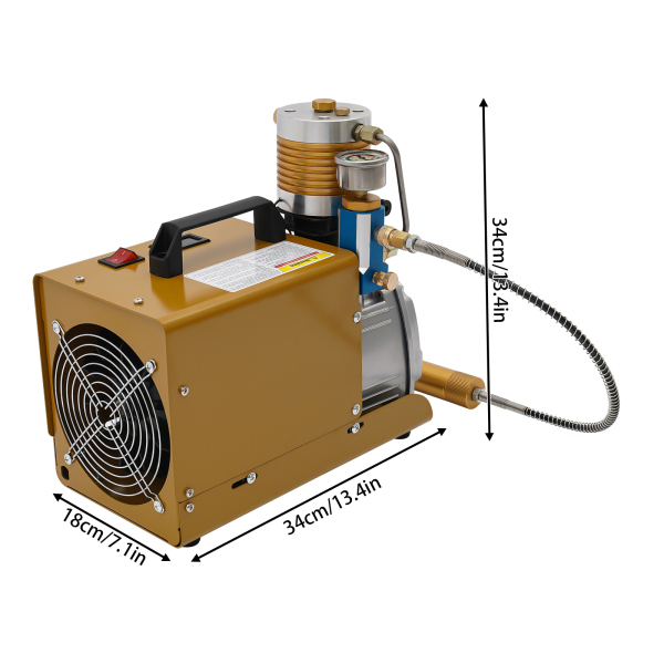 Draagbare PCP-luchtcompressor, hogedrukluchtcompressorpomp, elektrische luchtpomp - verbeterde en verbeterde versie Model Europese stekker 220V