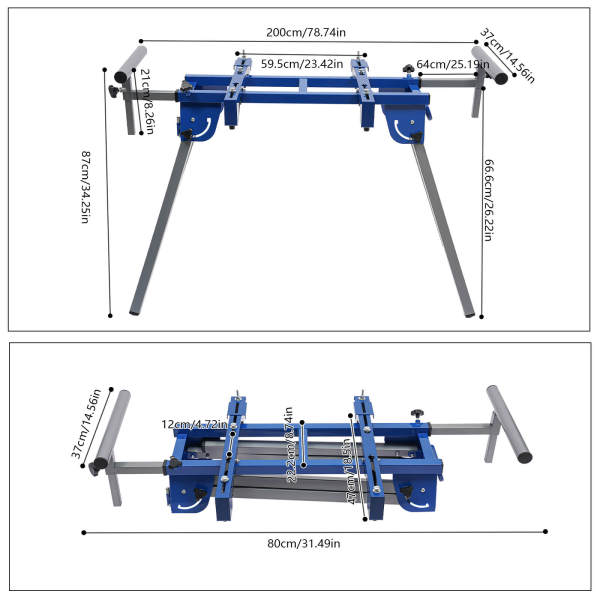 Crosscut Saw Work Table, Saw Table, Underframe Machine Table, verstelbaar en opvouwbaar ontwerp