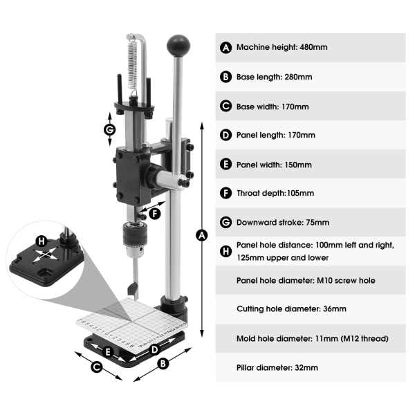 Handmatige lederen perforator - met 3-16 mm doorn en halfronde perforator - Ponsgereedschap voor leer-doe-het-zelf Handmatige lederen perforator - met 3-16 mm doorn en halfronde perforator - Ponsgereedschap voor leer-doe-het-zelf