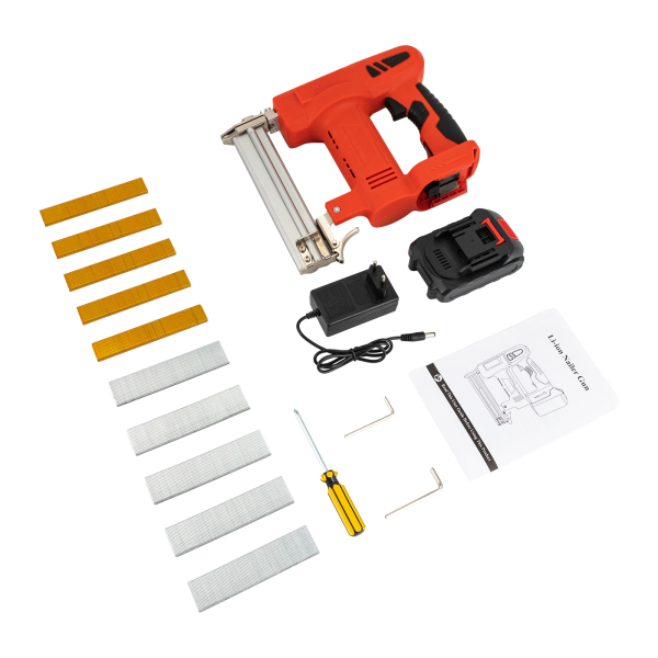 2 in 1 nietmachine, elektrische nietmachine met batterij en oplader, nietmachine op batterijen, rood 2 in 1 nietmachine, elektrische nietmachine met batterij en oplader, nietmachine op batterijen, rood