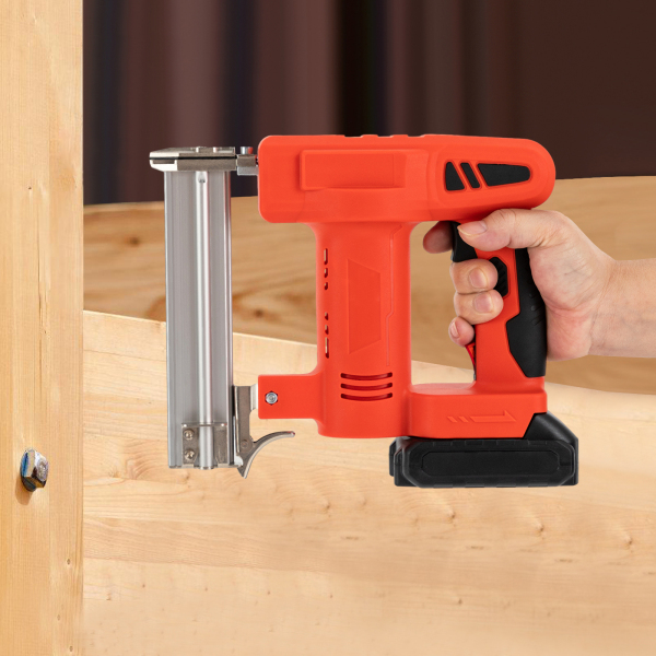 2 in 1 nietmachine, elektrische nietmachine met batterij en oplader, nietmachine op batterijen, rood