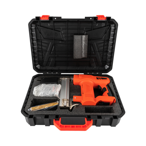 2 in 1 nietmachine, elektrische nietmachine met batterij en oplader, nietmachine op batterijen, rood