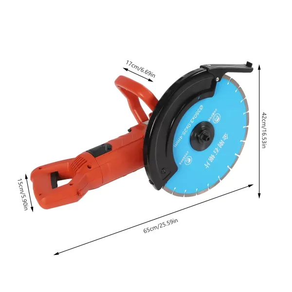 3000 W elektrische muurfrees met zaagblad voor het zagen van baksteen, beton, zaagdiepte 13,5 cm