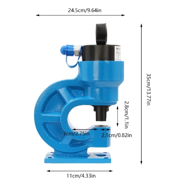 CH-60 hydraulische ponspers, ontwerp met enkele olieretour, 4 ponsmatrijzen, blauw