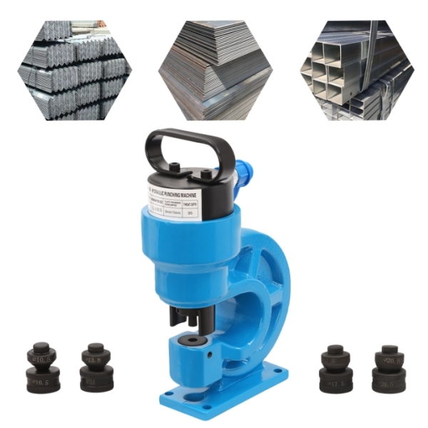 CH-60 hydraulische ponspers, ontwerp met enkele olieretour, 4 ponsmatrijzen, blauw