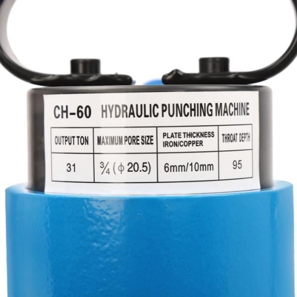 CH-60 hydraulische ponspers, ontwerp met enkele olieretour, 4 ponsmatrijzen, blauw