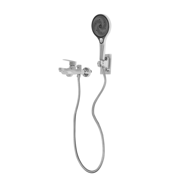 Mengkraan Douche Bad Set, Badkraan met Handdouche, Wandkraan Bad met Douchekop - Zilver