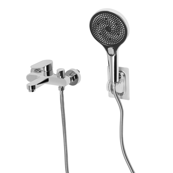 Mengkraan Douche Bad Set, Badkraan met Handdouche, Wandkraan Bad met Douchekop - Zilver