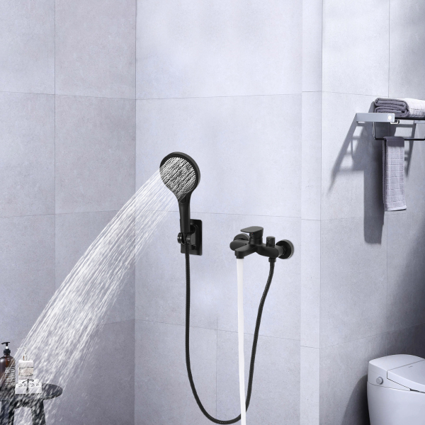 Mengkraan Douche Bad Set, Badkraan met Handdouche, Wandkraan Bad met Douchekop - Zwart Mengkraan Douche Bad Set, Badkraan met Handdouche, Wandkraan Bad met Douchekop - Zwart