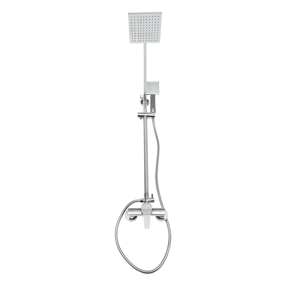 Douchesysteem met thermostaat, regendouche, doucheset, handdouche, douchepaneel, regendouche, massage, douchekraan (zilver)