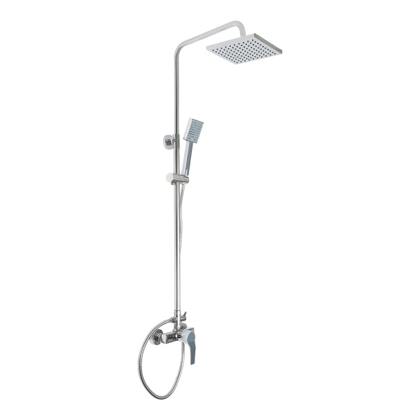 Douchesysteem met thermostaat, regendouche, doucheset, handdouche, douchepaneel, regendouche, massage, douchekraan (zilver)