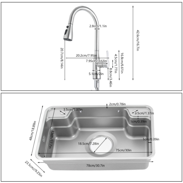 780*480*230mm 304 roestvrijstalen aanrecht, belasting 100kg, geschikt voor hotels, restaurants en huizen 780*480*230mm 304 roestvrijstalen aanrecht, belasting 100kg, geschikt voor hotels, restaurants en huizen