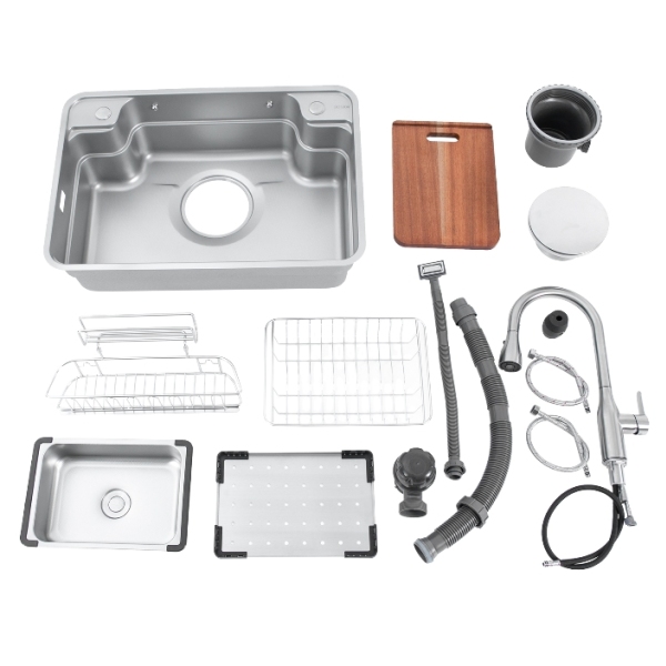 700*480*230mm 304 roestvrijstalen aanrecht, met accessoires, belasting 100kg, geschikt voor restaurants en hotels
