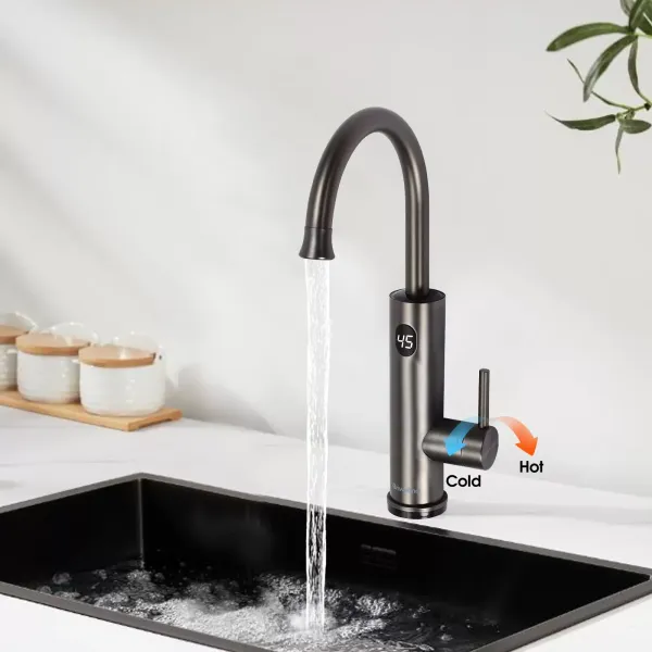 3,2 kW elektrische warmwaterkranen, snelle verwarming, 360 °, intelligent digitaal display, grijs