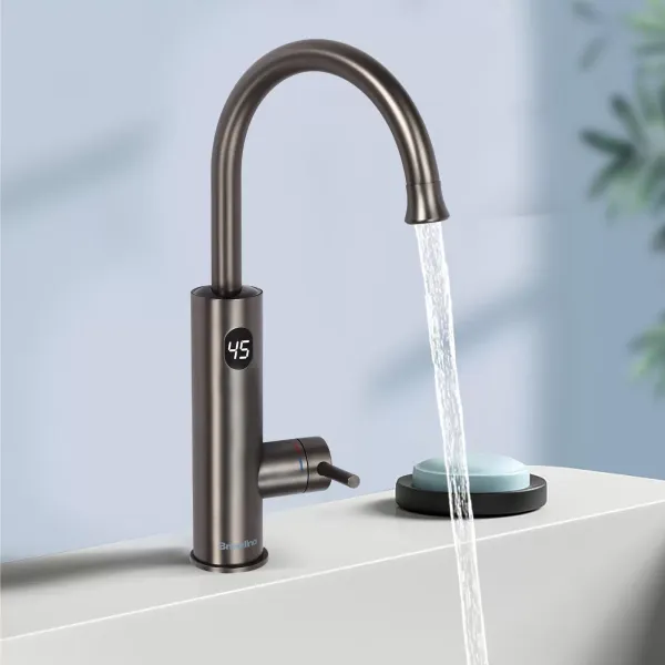 3,2 kW elektrische warmwaterkranen, snelle verwarming, 360 °, intelligent digitaal display, grijs 3,2 kW elektrische warmwaterkranen, snelle verwarming, 360 °, intelligent digitaal display, grijs