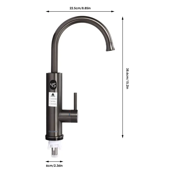 3,2 kW elektrische warmwaterkranen, snelle verwarming, 360 °, intelligent digitaal display, grijs