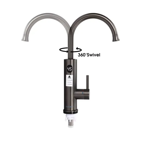 3,2 kW elektrische warmwaterkranen, snelle verwarming, 360 °, intelligent digitaal display, grijs