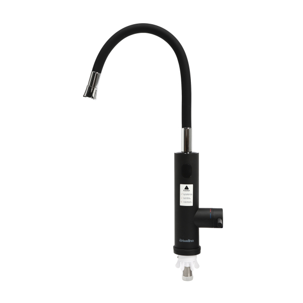Elektrische keukenkraan met onmiddellijk warm water, 3200 W, met display, roestvrijstalen 360° draaibare kraan