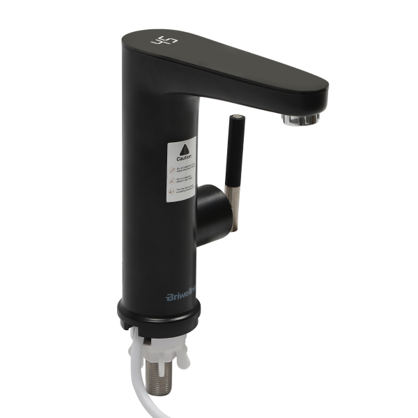 Elektrische kraan met doorstroomverwarmer 3200W, RVS met LED temperatuurindicator, zwart Elektrische kraan met doorstroomverwarmer 3200W, RVS met LED temperatuurindicator, zwart