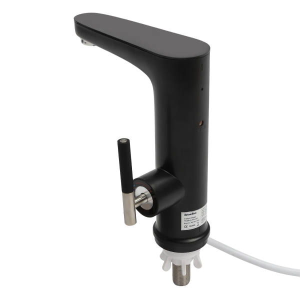 Elektrische kraan met doorstroomverwarmer 3200W, RVS met LED temperatuurindicator, zwart Elektrische kraan met doorstroomverwarmer 3200W, RVS met LED temperatuurindicator, zwart