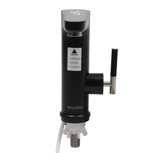 Elektrische kraan met doorstroomverwarmer 3200W, RVS met LED temperatuurindicator, zwart Elektrische kraan met doorstroomverwarmer 3200W, RVS met LED temperatuurindicator, zwart