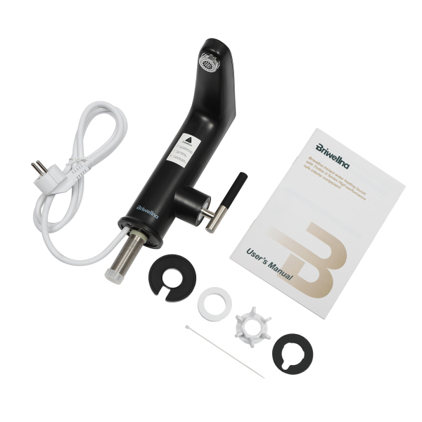 Elektrische kraan met doorstroomverwarmer 3200W, RVS met LED temperatuurindicator, zwart Elektrische kraan met doorstroomverwarmer 3200W, RVS met LED temperatuurindicator, zwart