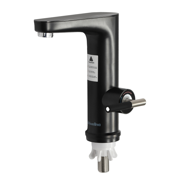 Elektrische kraan met doorstroomverwarmer 3200W, RVS met LED temperatuurindicator, zwart
