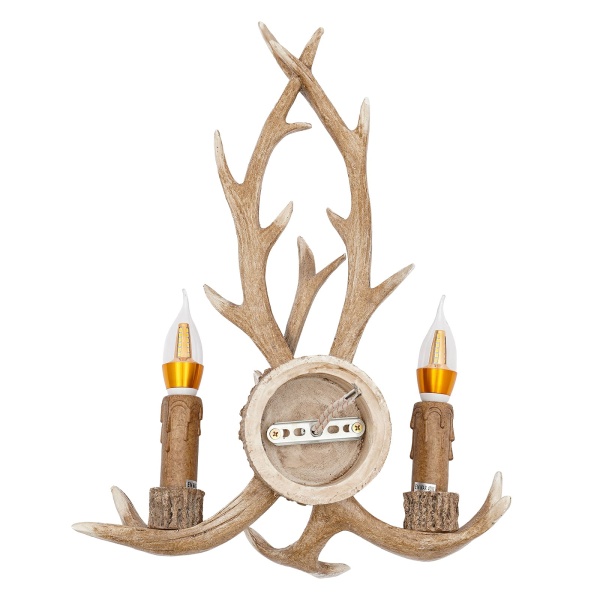 Rustieke gewei hertenhoorn wandlamp, 2 lampen, creatieve persoonlijkheid, 38 cm-50 cm, inclusief 2 lampen