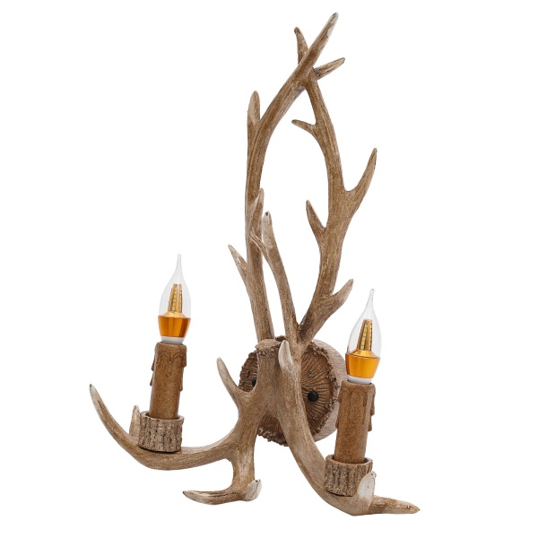 Rustieke gewei hertenhoorn wandlamp, 2 lampen, creatieve persoonlijkheid, 38 cm-50 cm, inclusief 2 lampen