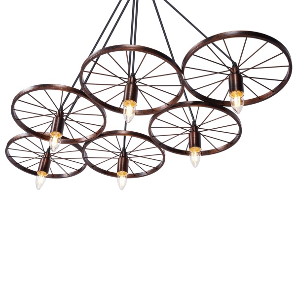 IJzeren LED-lamp - Retro metalen E27 lampdetails - 6 wielen - Hangend ontwerp in loftstijl