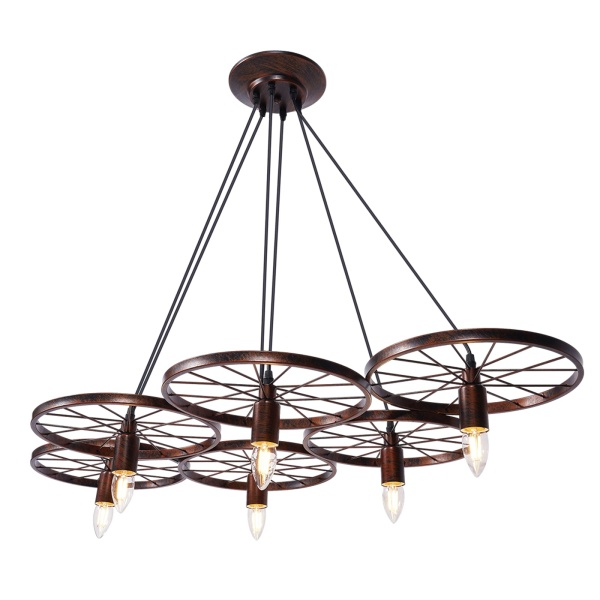 IJzeren LED-lamp - Retro metalen E27 lampdetails - 6 wielen - Hangend ontwerp in loftstijl