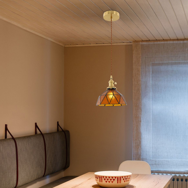 Kroonluchter, tafellamp, woonkamerkroonluchter, plafondlamp, keuken, hal, amber