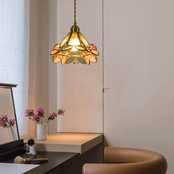Glazen moderne hanglamp, vlindervormige hanglamp, plafondlamp, semi-inbouw, voor de slaapkamer, meisjeskamer