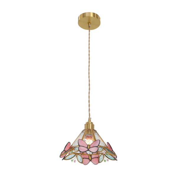Glazen moderne hanglamp, vlindervormige hanglamp, plafondlamp, semi-inbouw, voor de slaapkamer, meisjeskamer