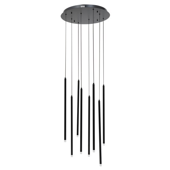 8-spot zwarte hanglamp, lange loft hanglamp, neutraal licht 8-spot zwarte hanglamp, lange loft hanglamp, neutraal licht