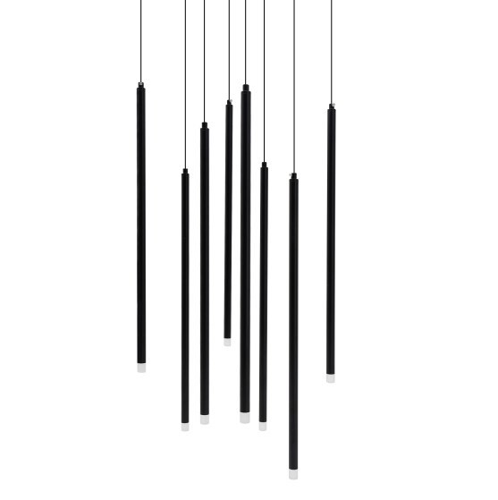 8-spot zwarte hanglamp, lange loft hanglamp, neutraal licht 8-spot zwarte hanglamp, lange loft hanglamp, neutraal licht