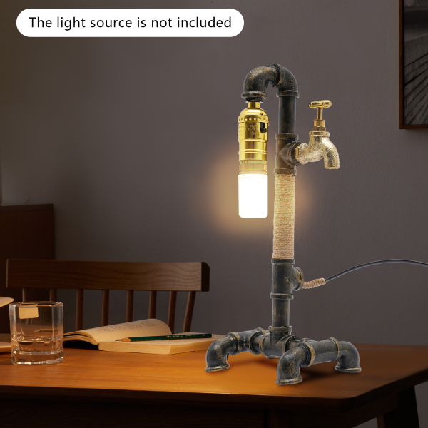 Tafellamp Bureaulamp Creatieve industriële waterleidinglamp voor nachtkastje (geen lamp) Tafellamp Bureaulamp Creatieve industriële waterleidinglamp voor nachtkastje (geen lamp)