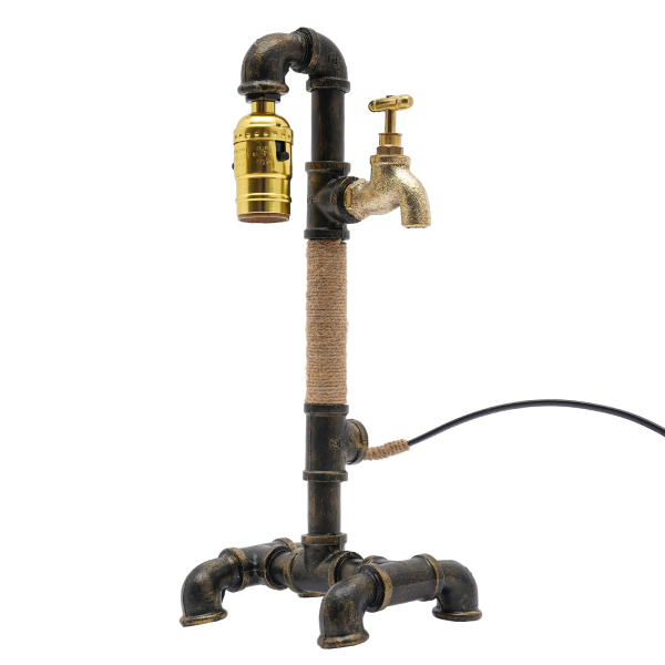 Tafellamp Bureaulamp Creatieve industriële waterleidinglamp voor nachtkastje (geen lamp)